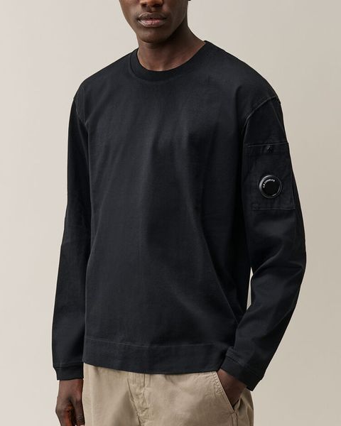 30/2 Mercerized Jersey Twisted Long Sleeve Lens T-Shirt BLACK
