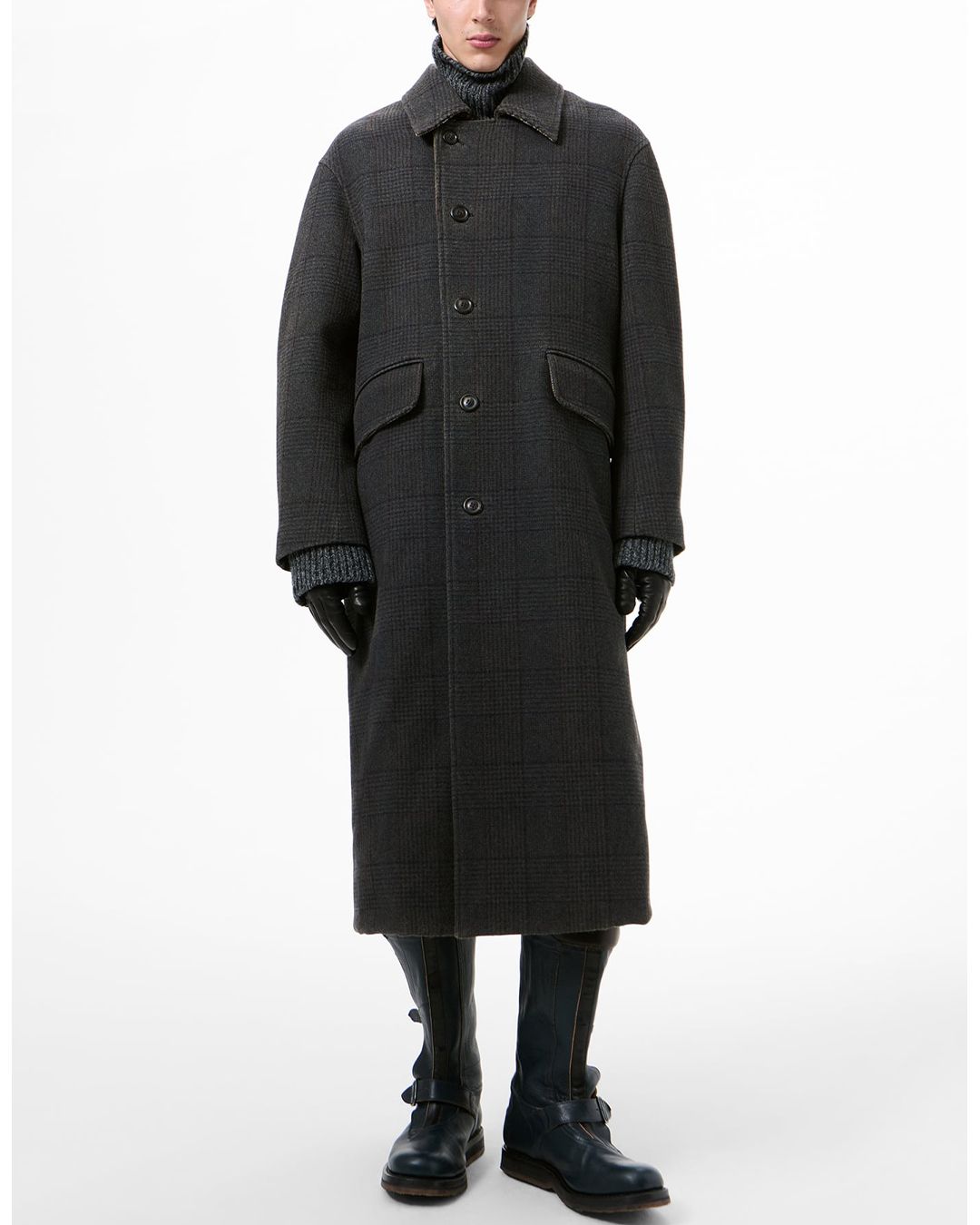 COLLAPSE CARCOAT   Bishop Check Tempered Wool