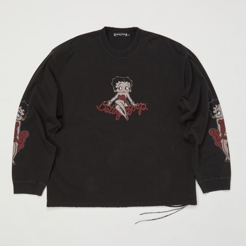 【MASTERMIND WORLD】 xBETTY BOOP L/S TEE ( DAMEGED ) MULTI COLOR <BOXY FIT>