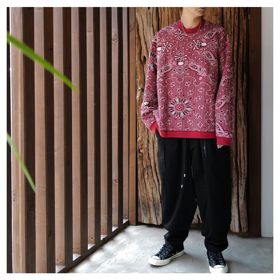 【MASTERMIND WORLD】 REVERSIBLE LS TEE  BLACK x RED
