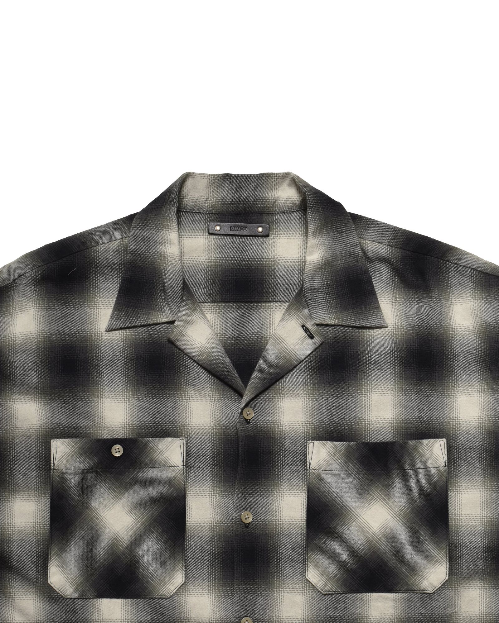C.Flannel Ombre Open Collar SH  BLT