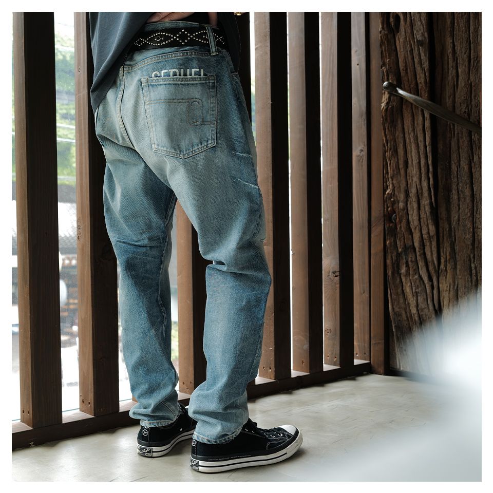 SEQUEL - SQ-25SS-PT-07 x FRAGMENT DAMAGE DENIM PANTS INDIGO SEQUEL - SQ-25SS-PT-07 x FRAGMENT DAMAGE DENIM PANTS INDIGO