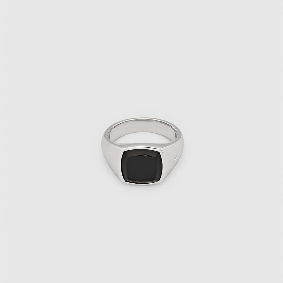 Kay Ring Polished Onyx / シグネットリング (オニキス) / 925スターリングシルバー / ホワイトロジウムメッキ  (ユニセックス) - 48 (約8)