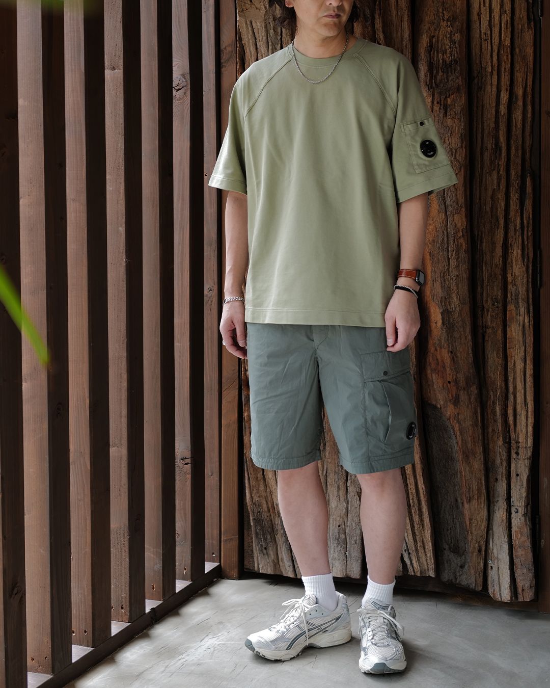 LIGHT FLEECE SHORT SLEEVE SWEATSHIRT  [MOSS GRAY]