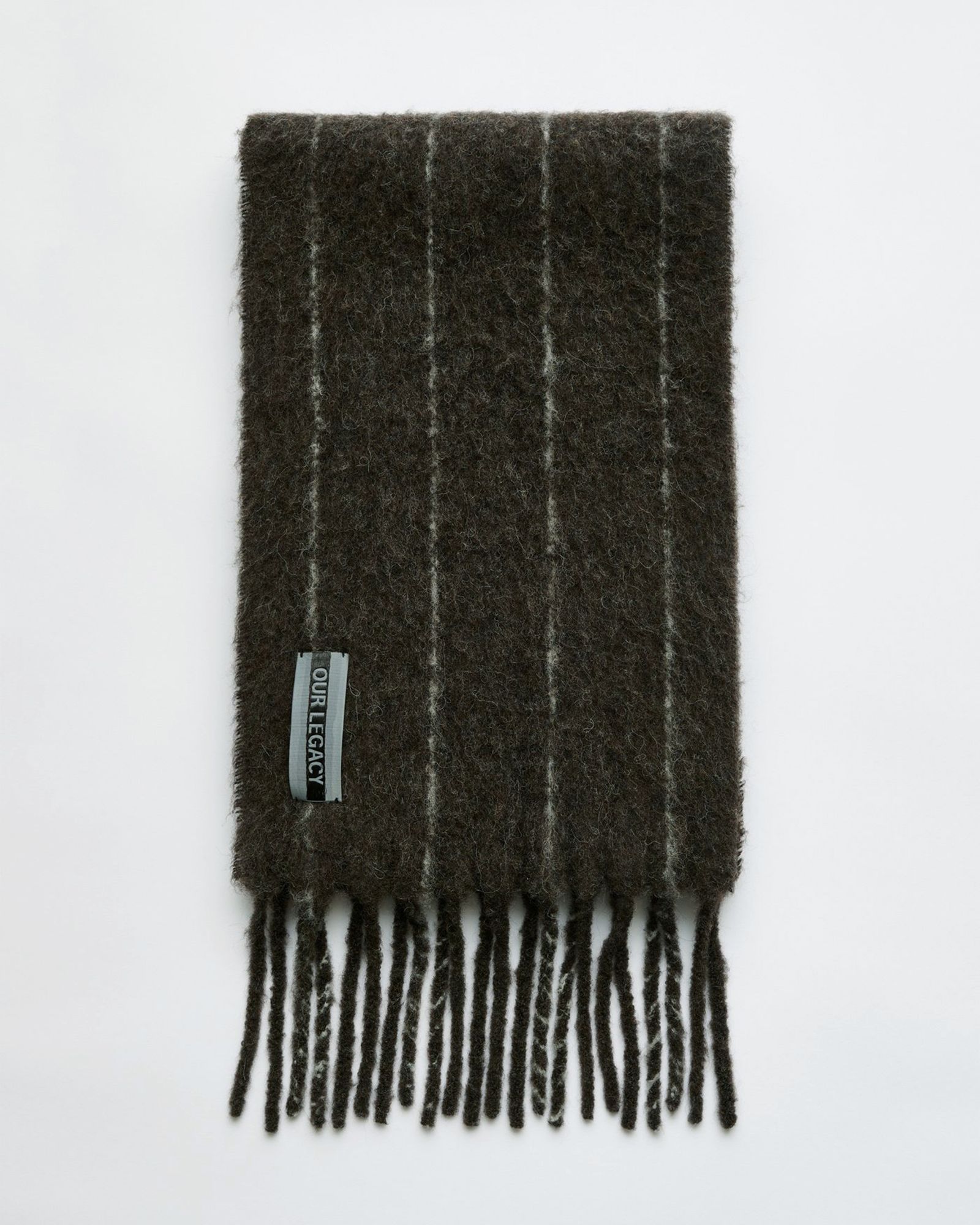 ESTATE SCARF   Brown Pinstripe Fuzzy Alpaca