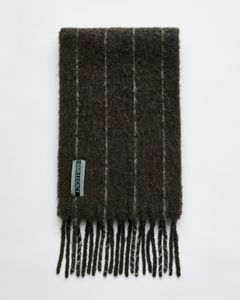 ESTATE SCARF   Brown Pinstripe Fuzzy Alpaca