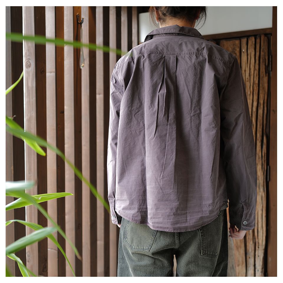 【Last1 Size48】 FUNNEL SHIRT  Charcoal Bordeaux Dense Poplin