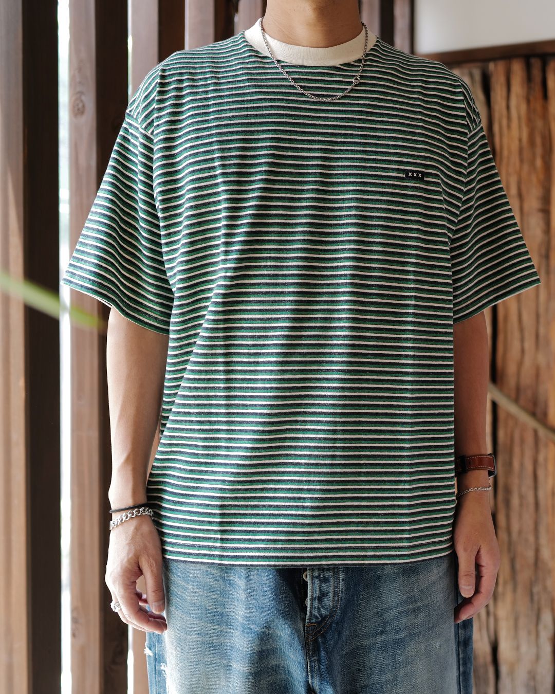 GX-S26-CS-07  BORDER T-SHIRT   [GREEN]
