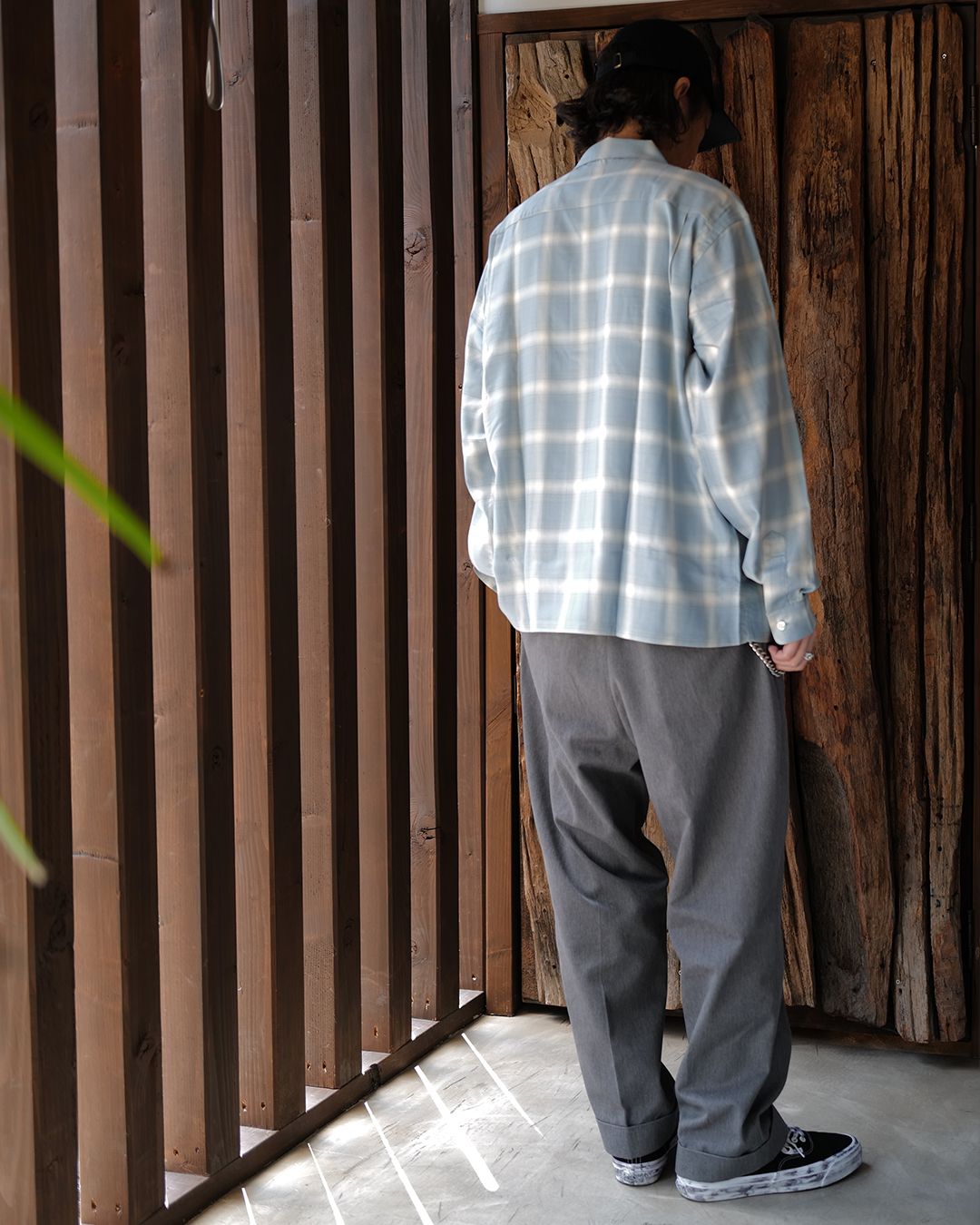OMBRE CHECK LONG SLEEVE SHIRT [SAXE]
