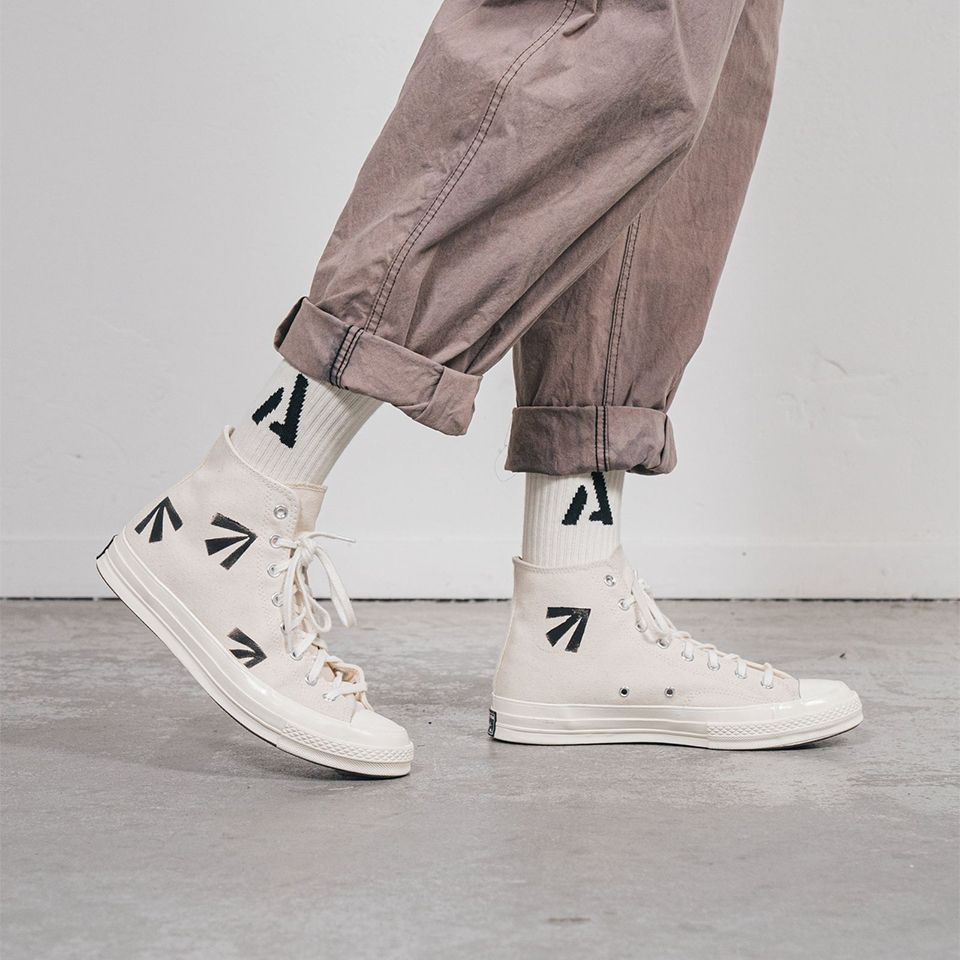 UU2-1 Heavyweight Socks Ecru/Black