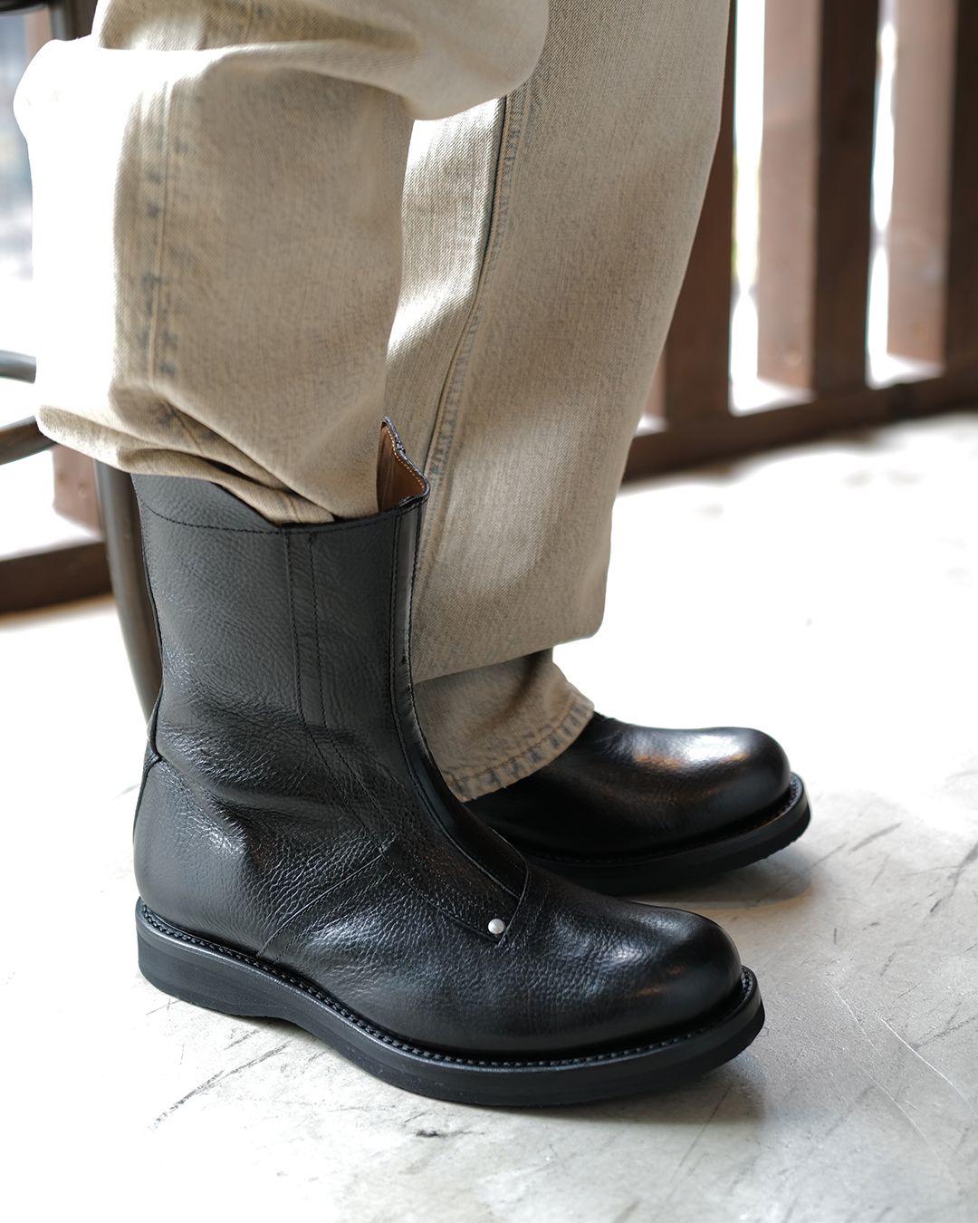 MOTO BOOT   Deep Black Leather