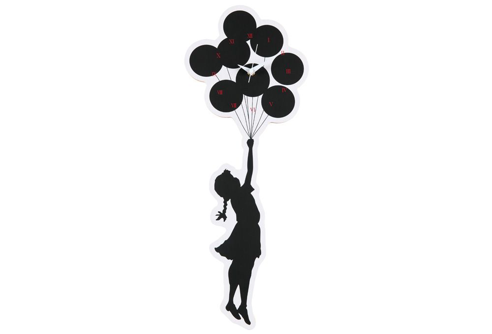 WALL CLOCK 'FLYING BALLOONS GIRL' 2nd made by KARIMOKU