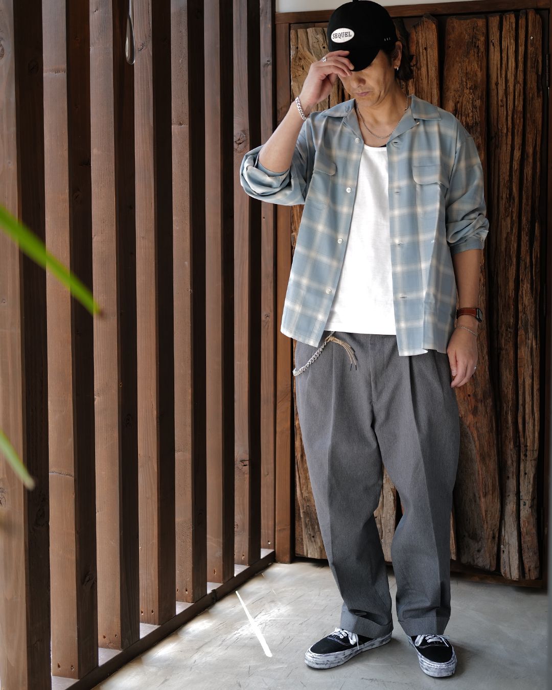 OMBRE CHECK LONG SLEEVE SHIRT [SAXE]