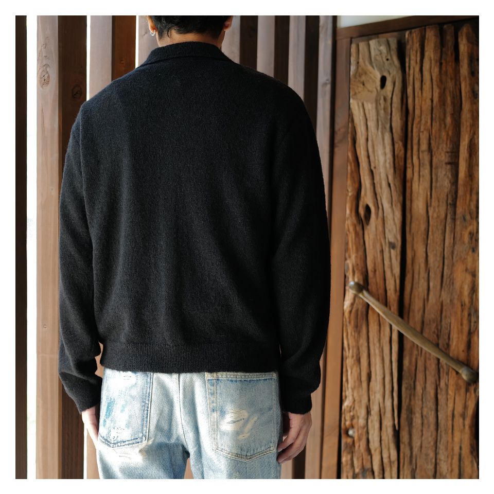 OUR LEGACY - EVENING POLO Black Fuzzy Alpaca | River