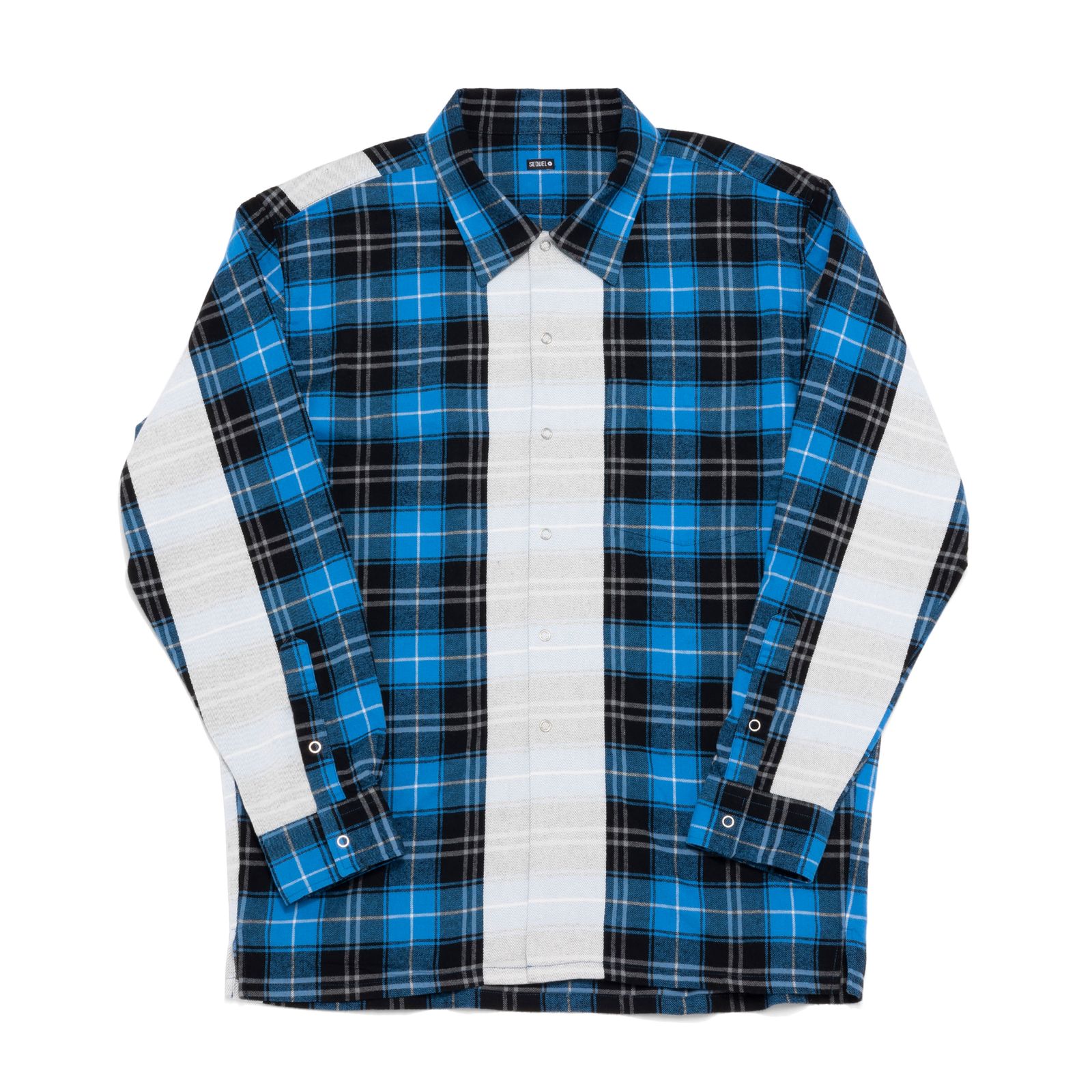【SEQUEL】LINE CHECK SHIRT BLUE × BLACKシャツ