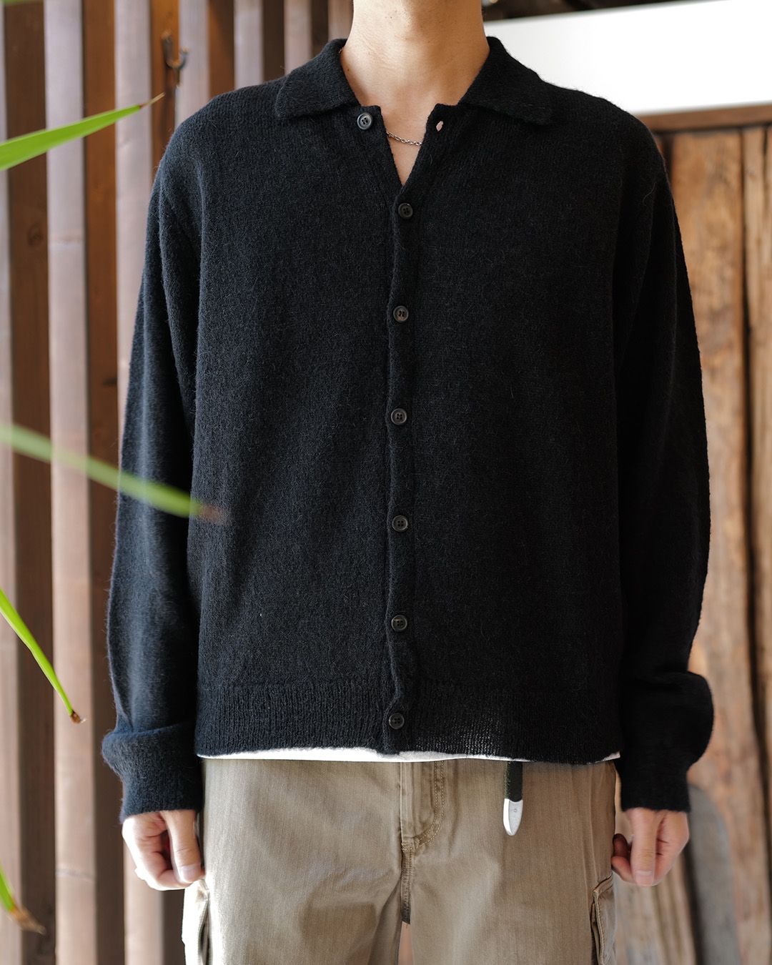 EVENING POLO   Black Fuzzy Alpaca