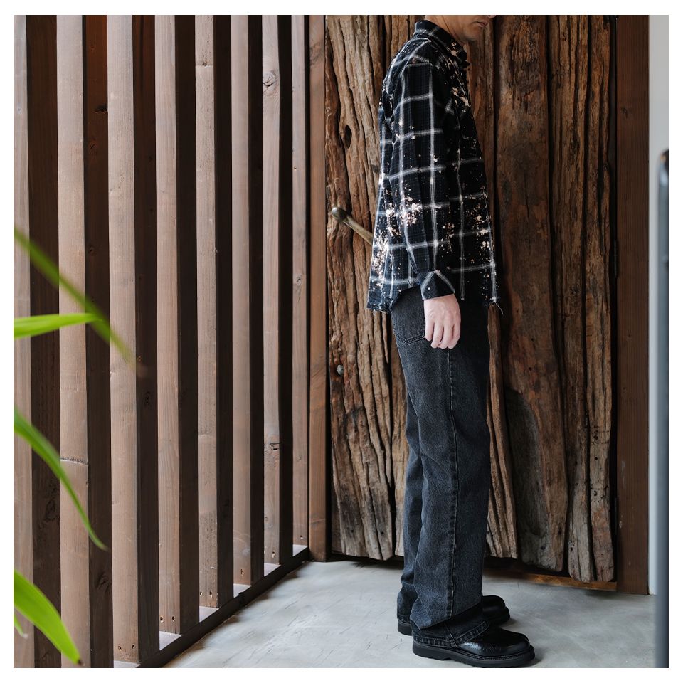 【Last1 M】 【Rafu】 Bleached shirt  Black