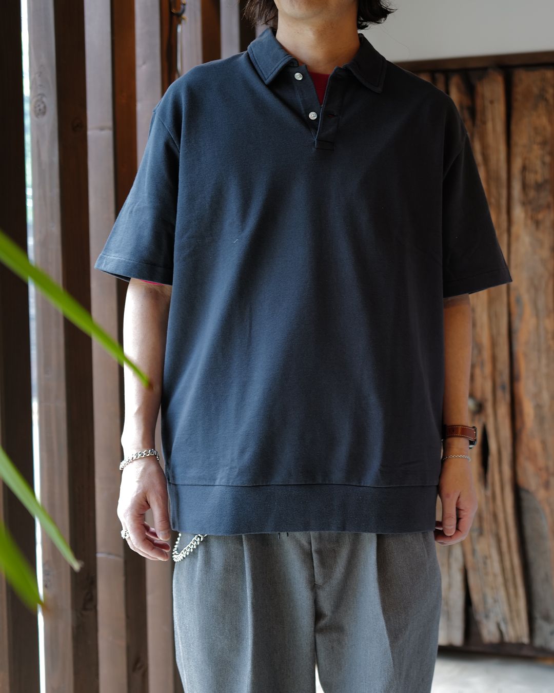SWEAT POLO SHIRT [DARK GRAY]