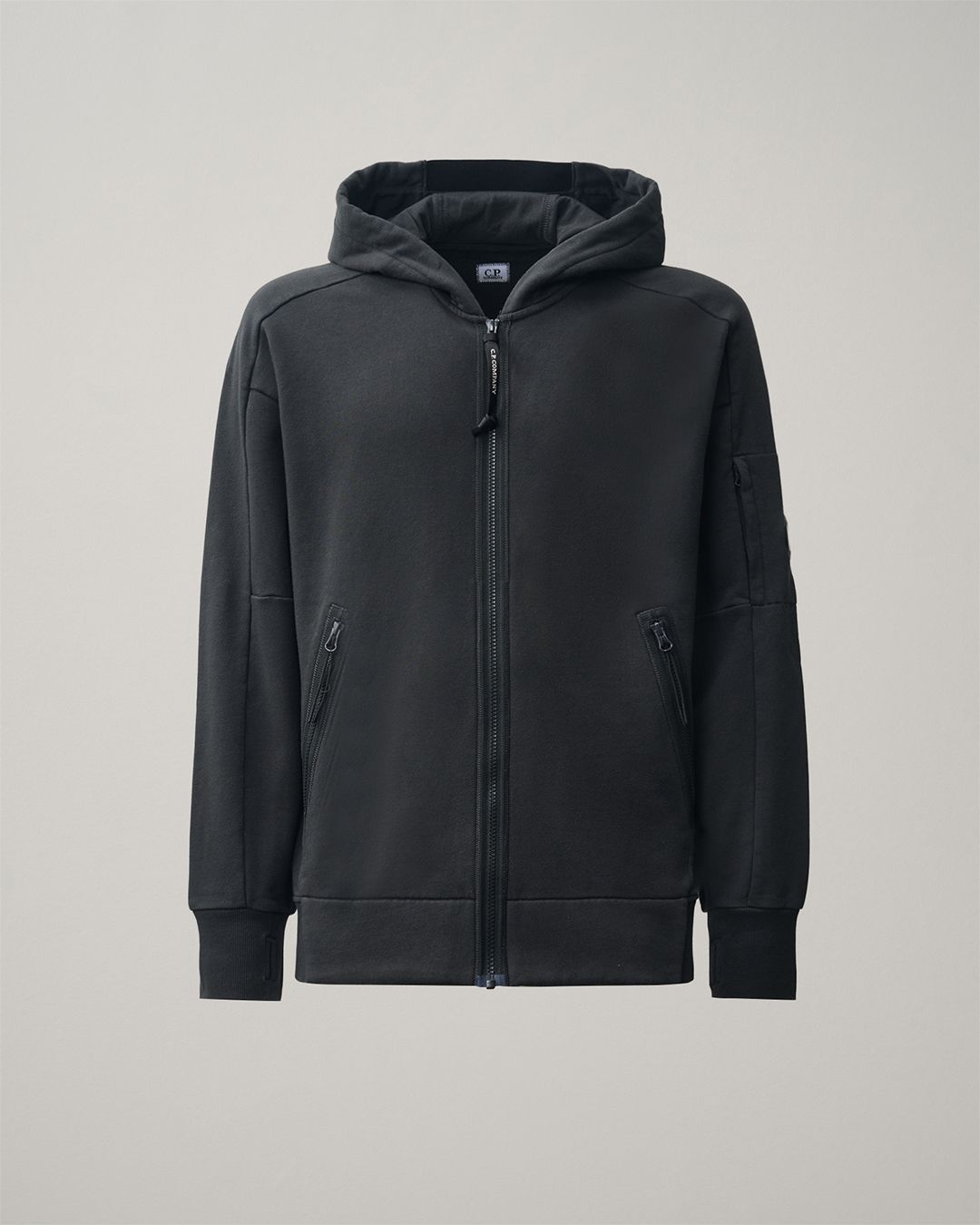 Diagonal Raised Fleece Goggle Zip Sweatshirt RAVEN