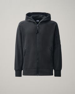Diagonal Raised Fleece Goggle Zip Sweatshirt RAVEN