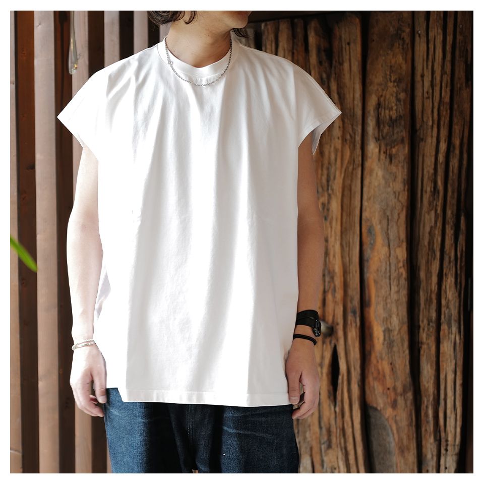 【MINEDENIM】Big Nosleeve T-SH WHT L MINEDENIM（マインデニム）Big Nosleeve T-SH | B'2nd（ビー