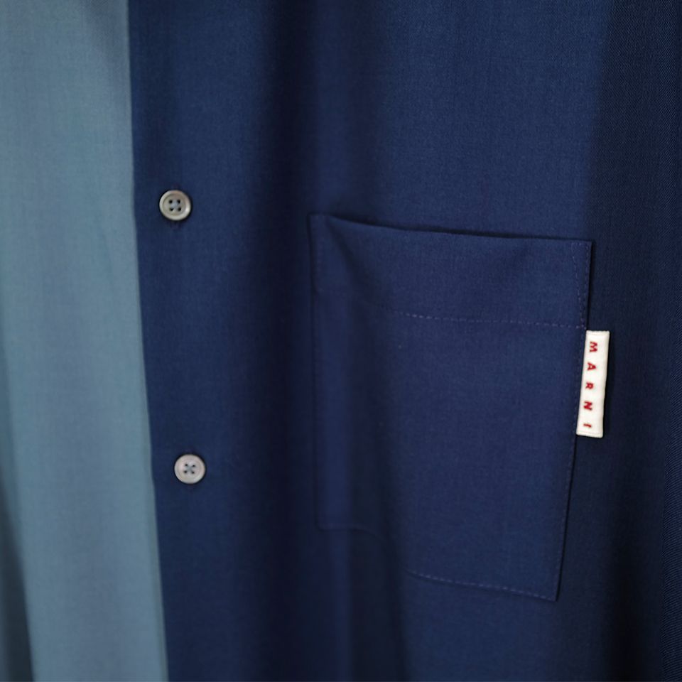 TROPICAL WOOL SHIRT  Blue