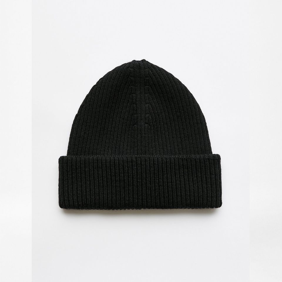 KNIT HAT   Black Rustic Merino