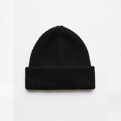 KNIT HAT   Black Rustic Merino