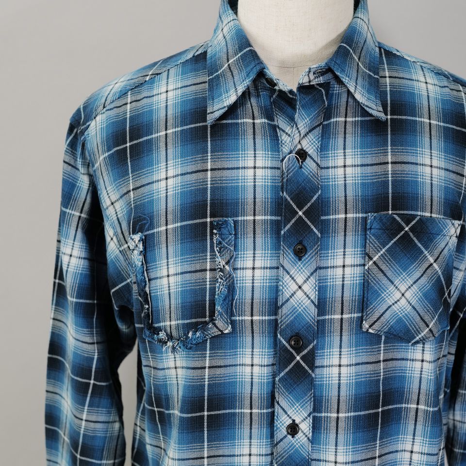 【Last1 SizeM】 【Rafu】 Antiqued shirt  Blue