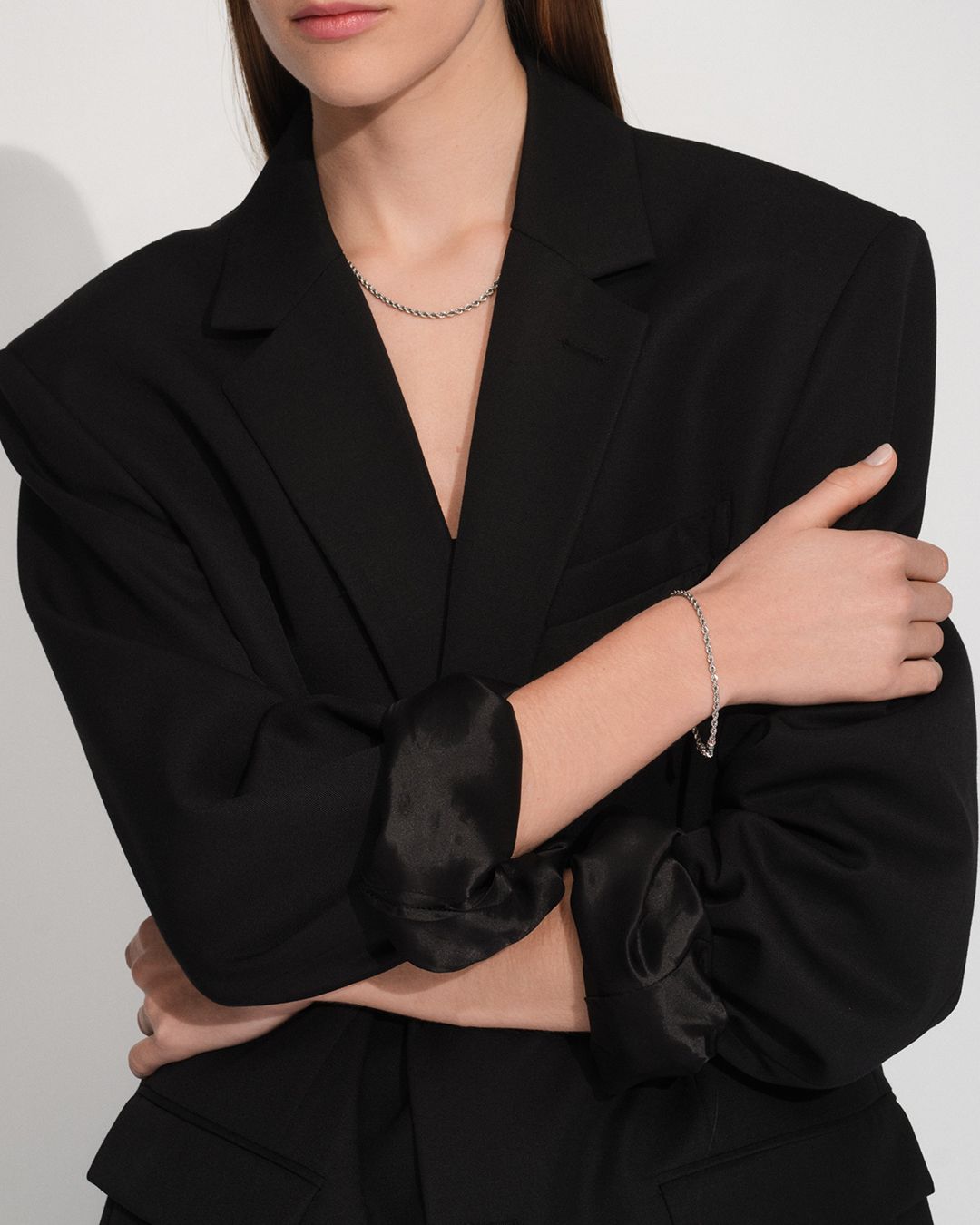 Rope Bracelet 7.7Inch(19.5cm) / ロープ ブレスレット / 925スターリングシルバー / ホワイトロジウムメッキ (ユニセックス)