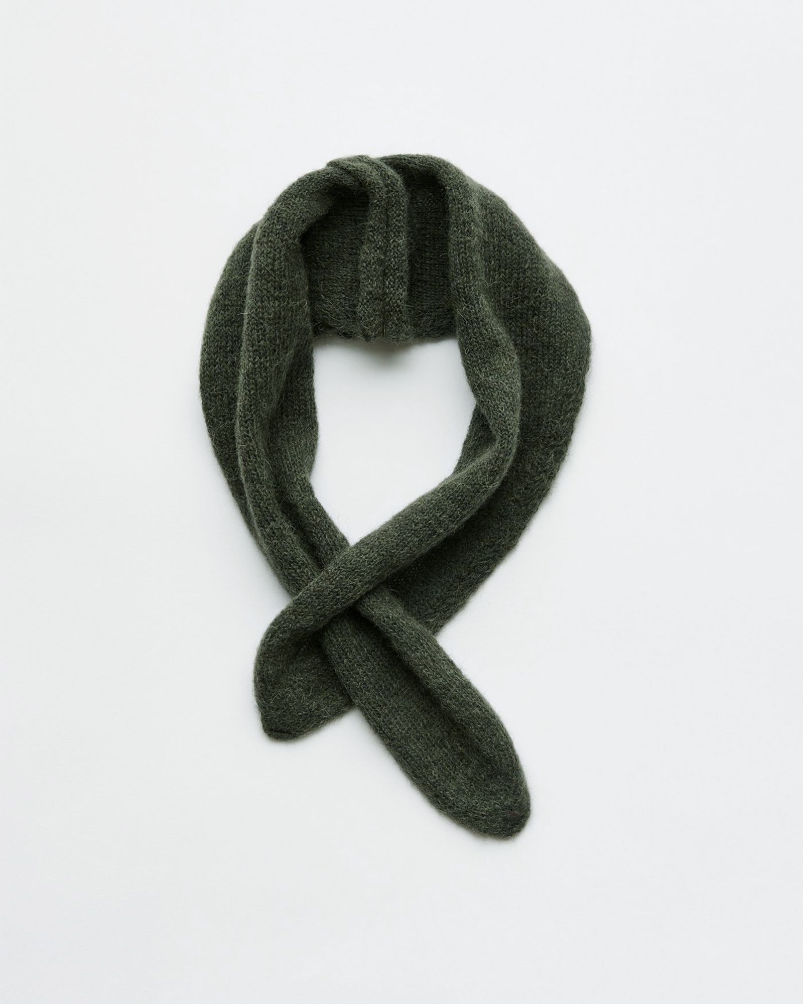 MINIATURE SCARF  Moss Green Fuzzy Alpaca