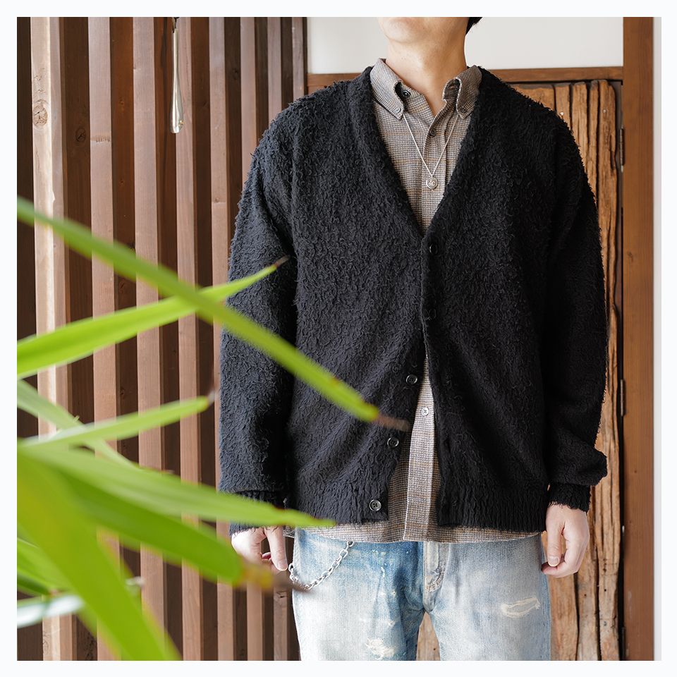 MINEDENIM Shaggy Cotton Knit Cardigan