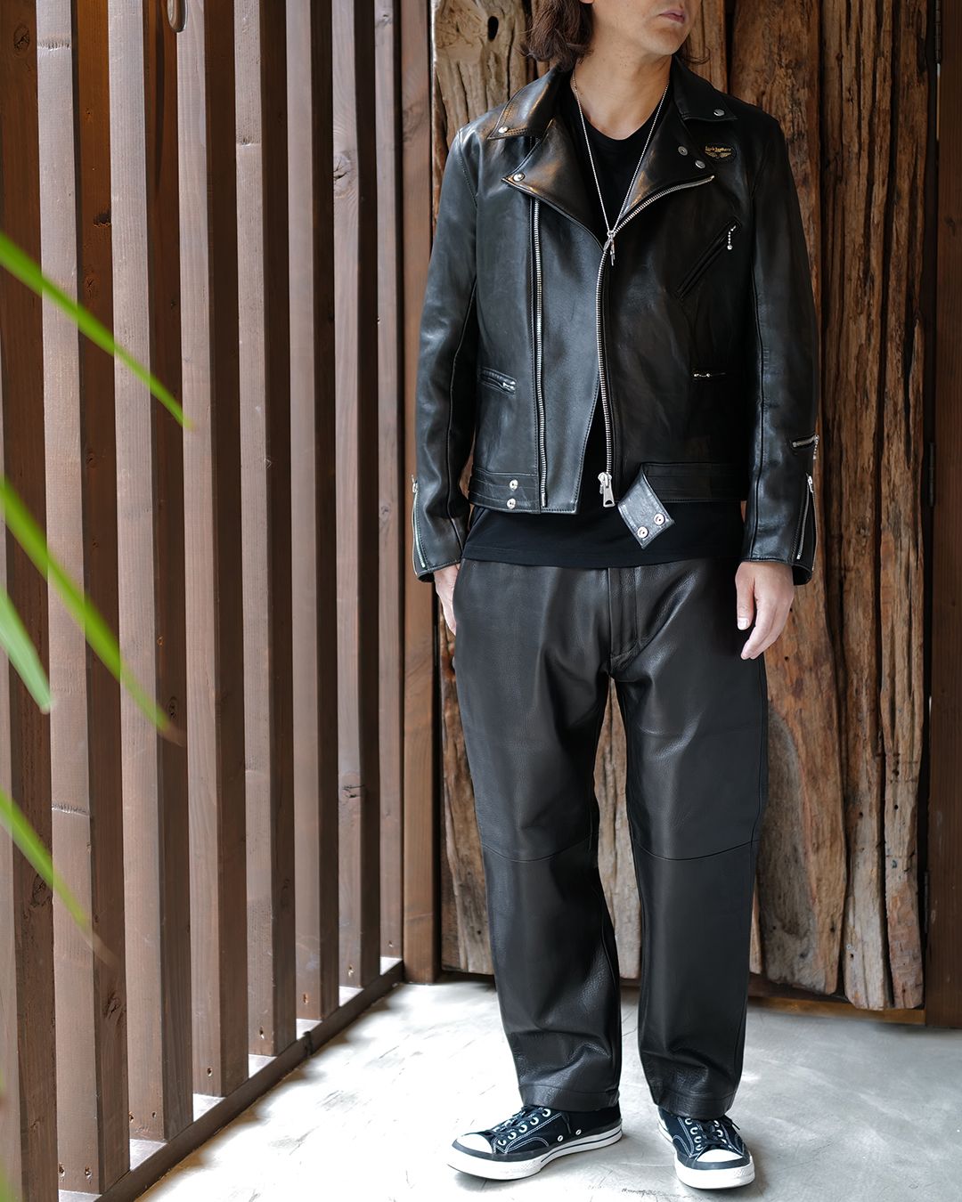 LEATHER PANTS (TYPE-F)  Black