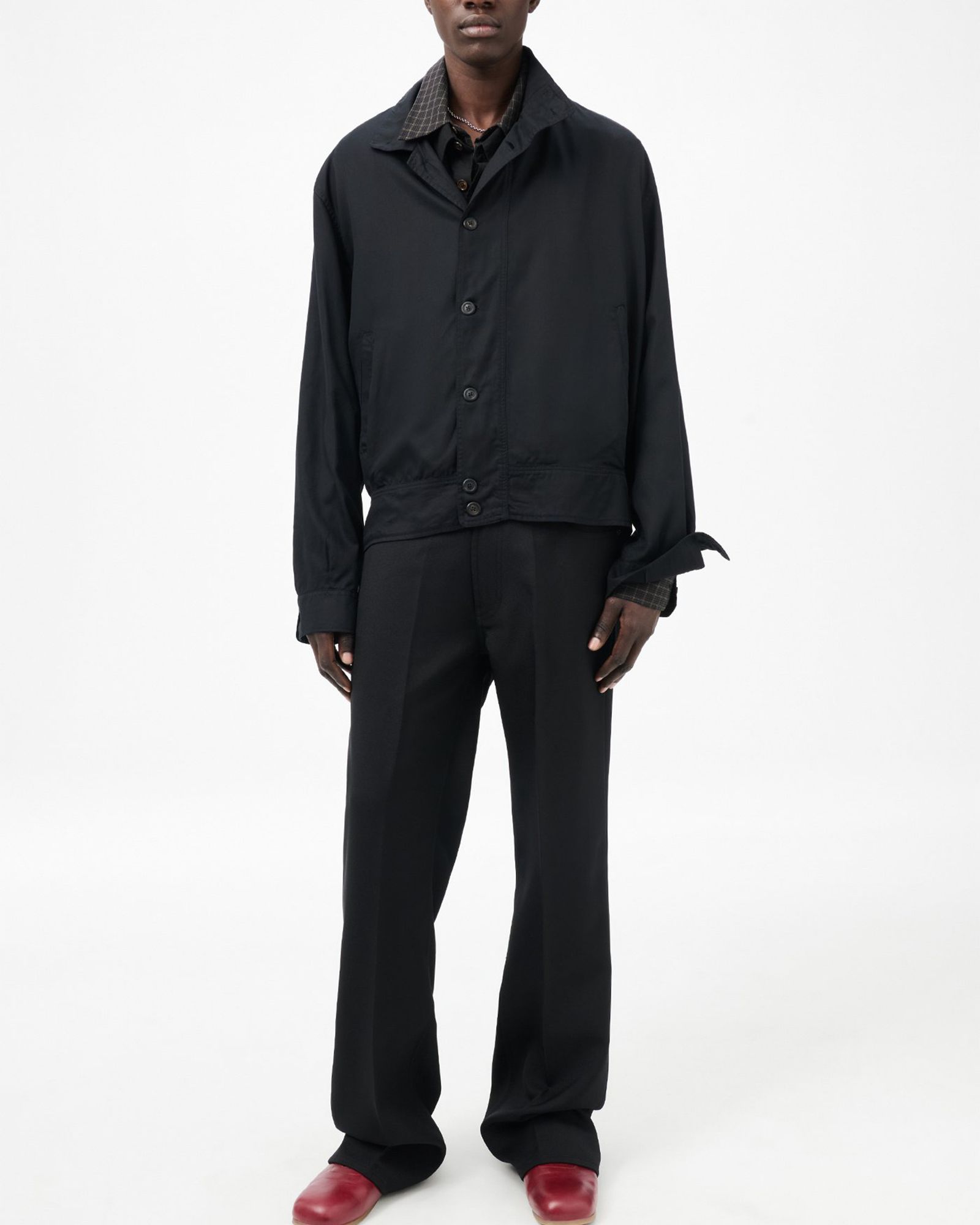 MOCK BOMBER   Draping Black Lyocell