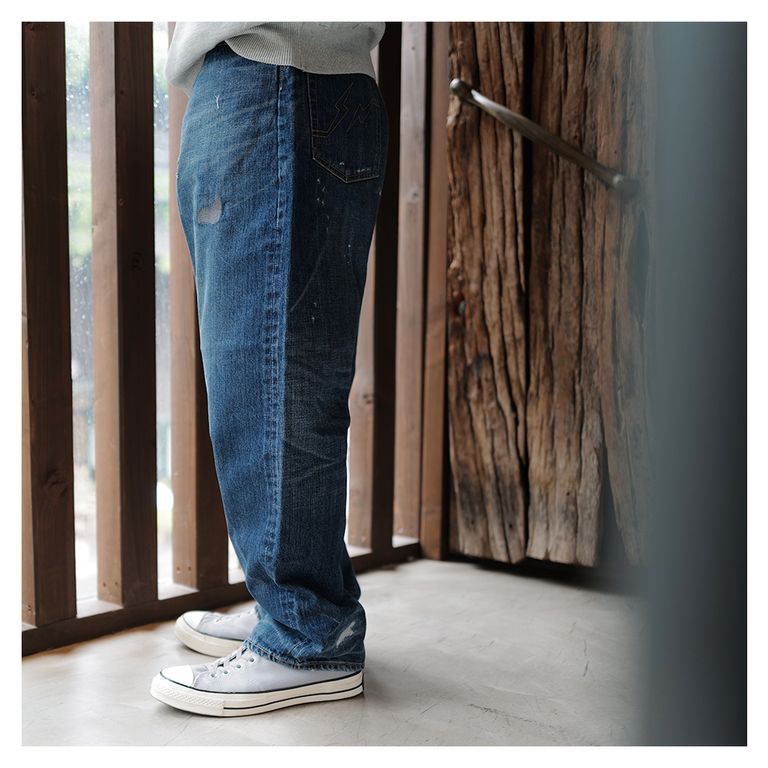 SEQUEL - SQ-24SS-PT-04 FRAGMENT x SEQUEL DAMAGE DENIM PANTS(14.5oz  