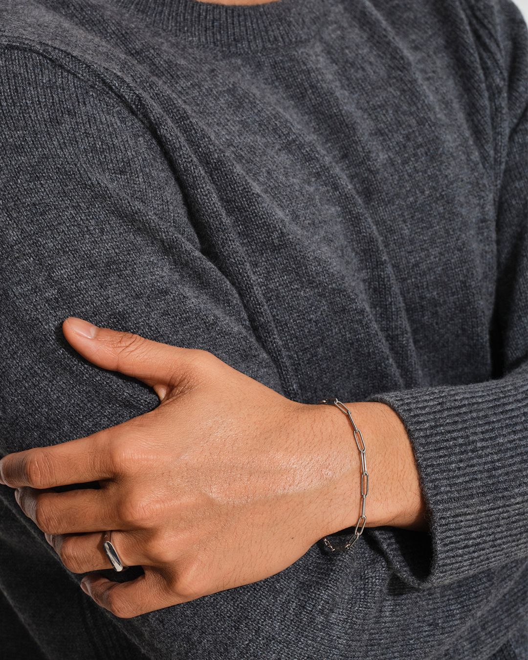 Box Bracelet 7.7Inch(19.5cm) /  ボックスブレスレット / 925スターリングシルバー / ホワイトロジウムメッキ (ユニセックス)