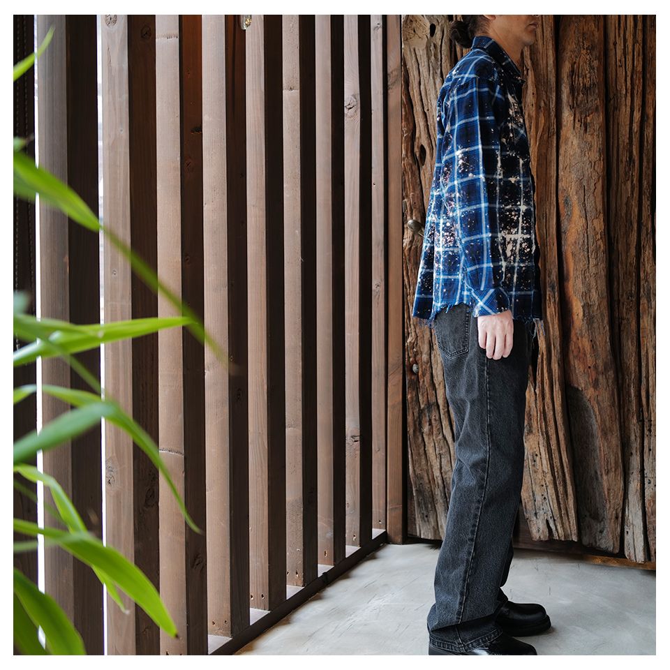 【Last1 XL】  【Rafu】 Bleached shirt  Blue