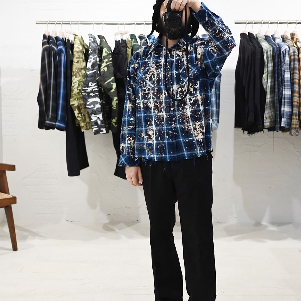 【Last1 XL】  【Rafu】 Bleached shirt  Blue