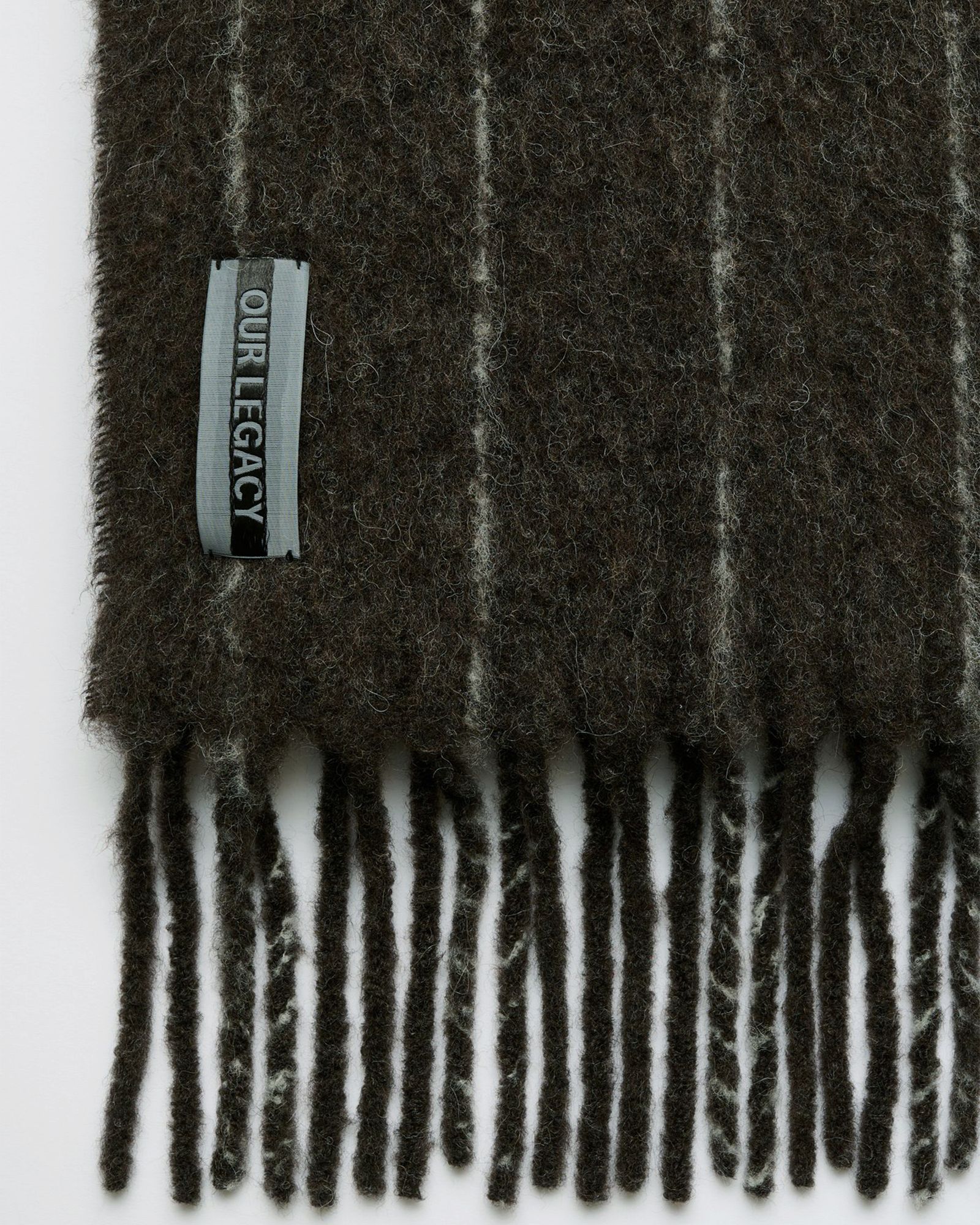ESTATE SCARF   Brown Pinstripe Fuzzy Alpaca