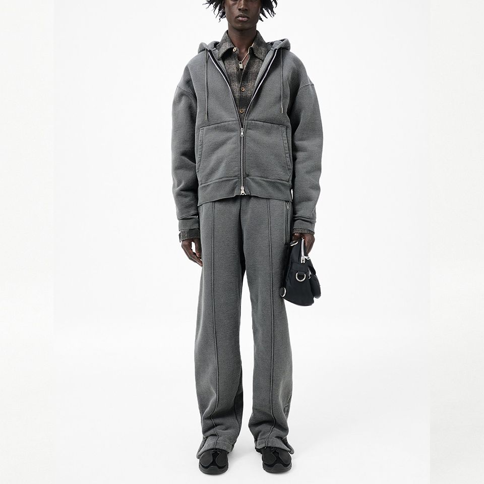 TRACK PANTS   Worn Black Hefty Fleece
