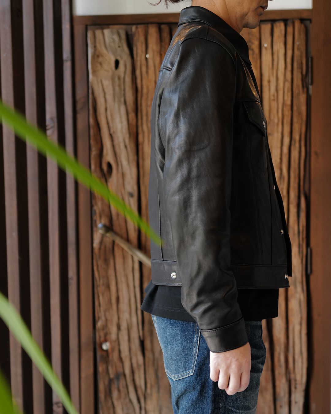 Western Jacket -ウェスタン ジャケット- 【Tight-Fit】   (シープレザー / 裏地:ブラックニット ) Black