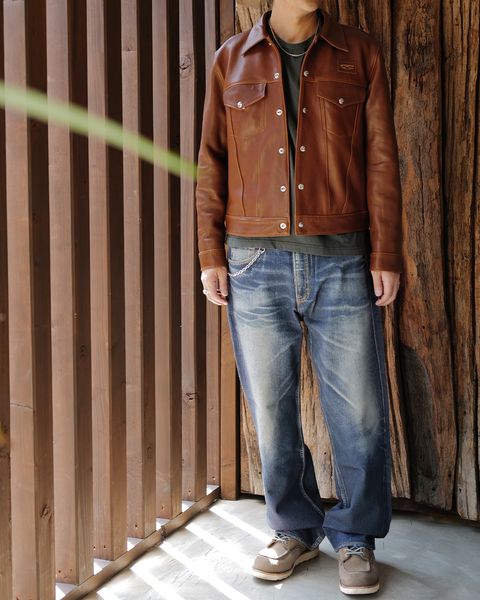 Lewis Leathers Western Jacket -ウェスタン ジャケット- (シープレザー / 裏地:ブラックニット ) Light Brown