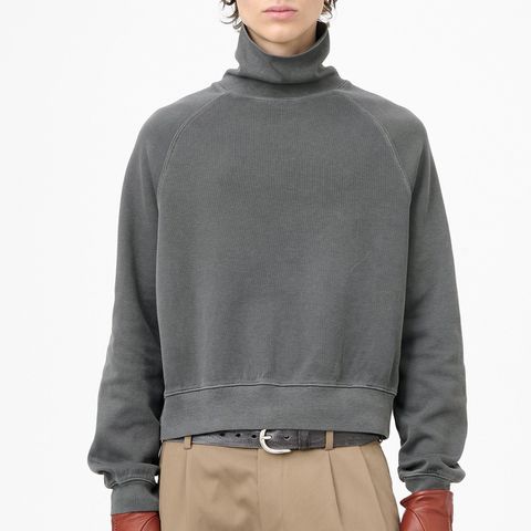 SCHOLAR ROLLNECK	Worn Black Athletic Rib