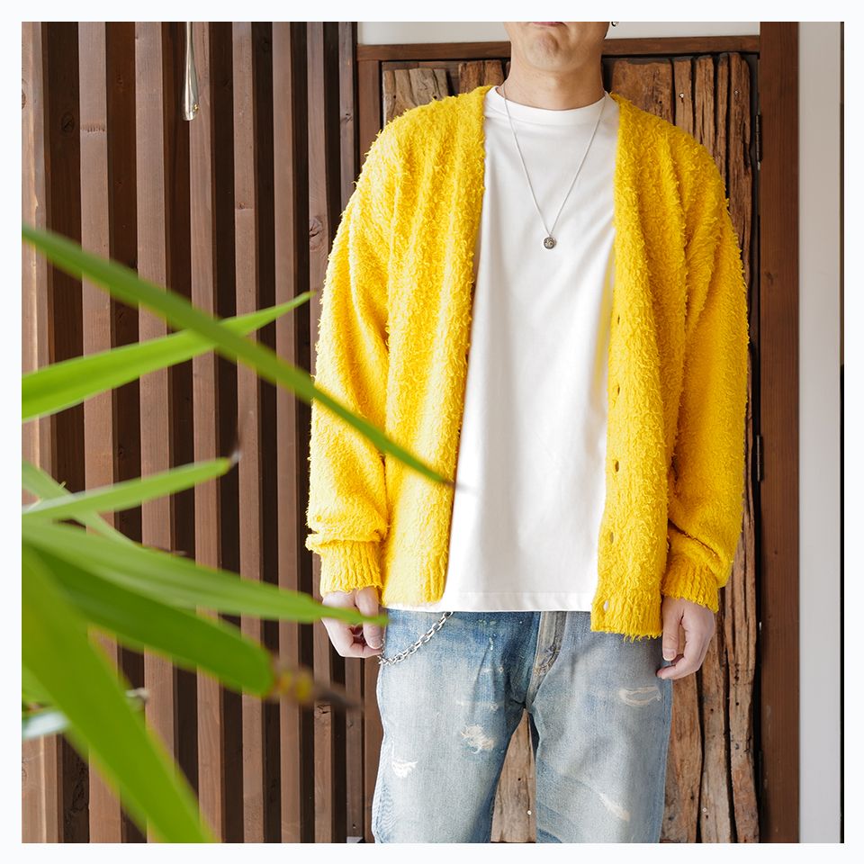 日本国産 MINEDENIMマインデニムShaggyCottonKnit Cardigan メンズ