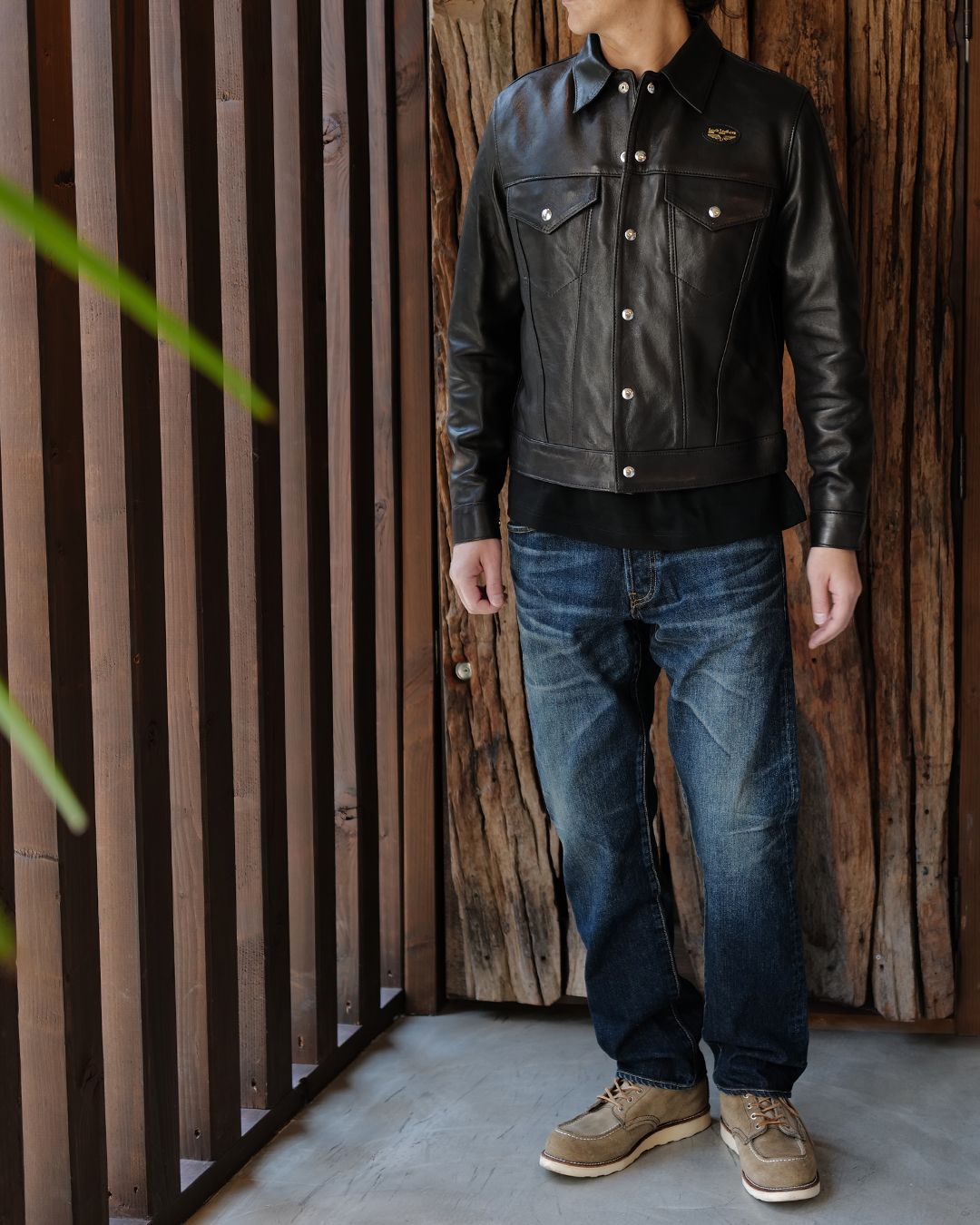 Western Jacket -ウェスタン ジャケット- 【Tight-Fit】   (シープレザー / 裏地:ブラックニット ) Black