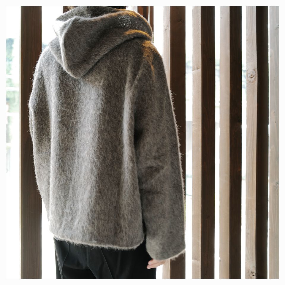 OUR LEGACY - FULL ZIP HOOD Mole Grey Mohair | River
