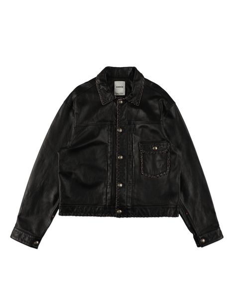 BWU-LULTJ   / LACE-UP LEATHER TRUCKER JACKET