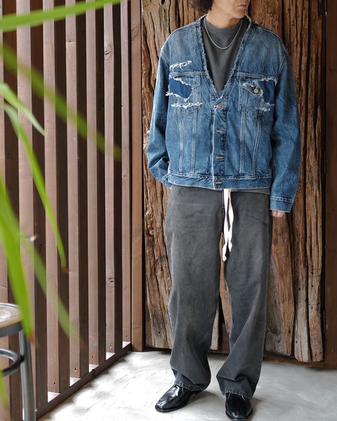 Maison Margiela : ディストレスト カラーレス デニムジャケット