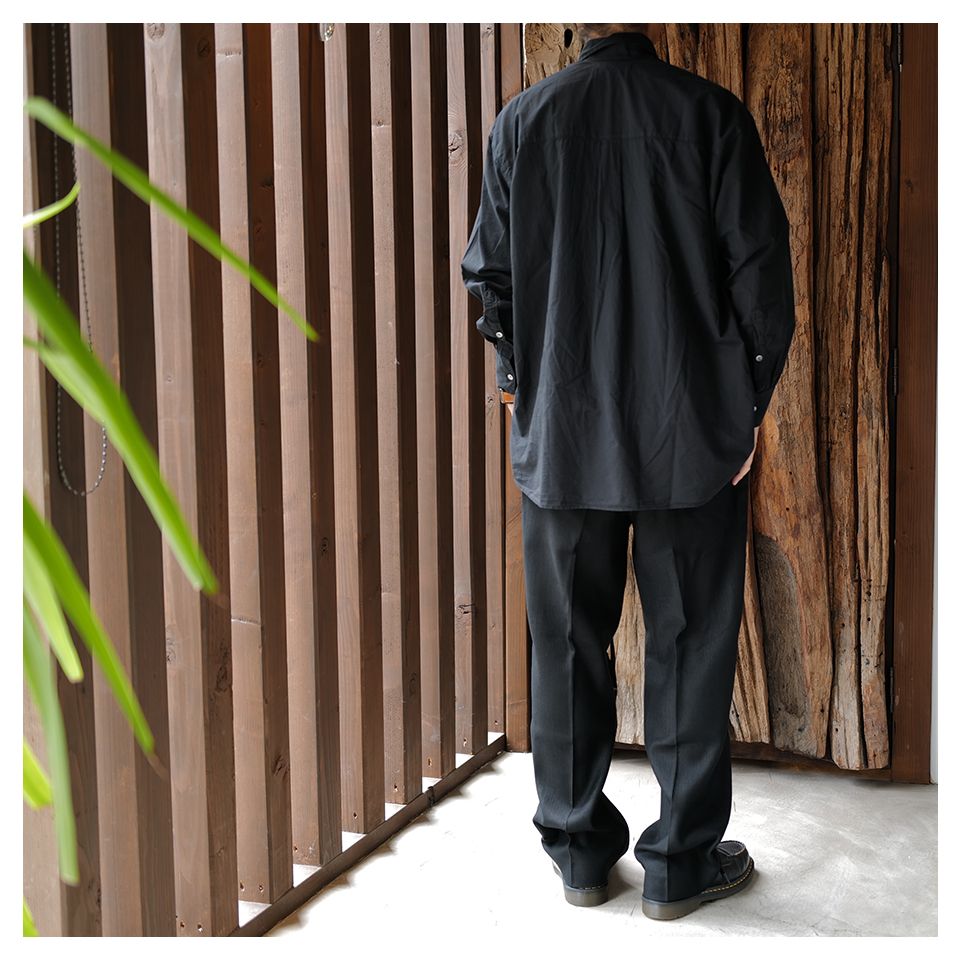 【Last1 Size44】 BORROWED BD SHIRT Black Voile