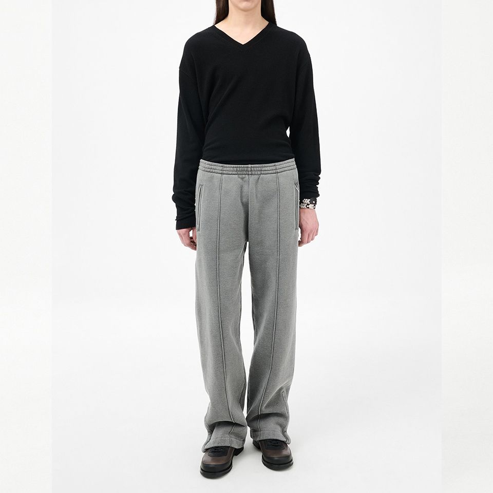 TRACK PANTS   Worn Black Hefty Fleece